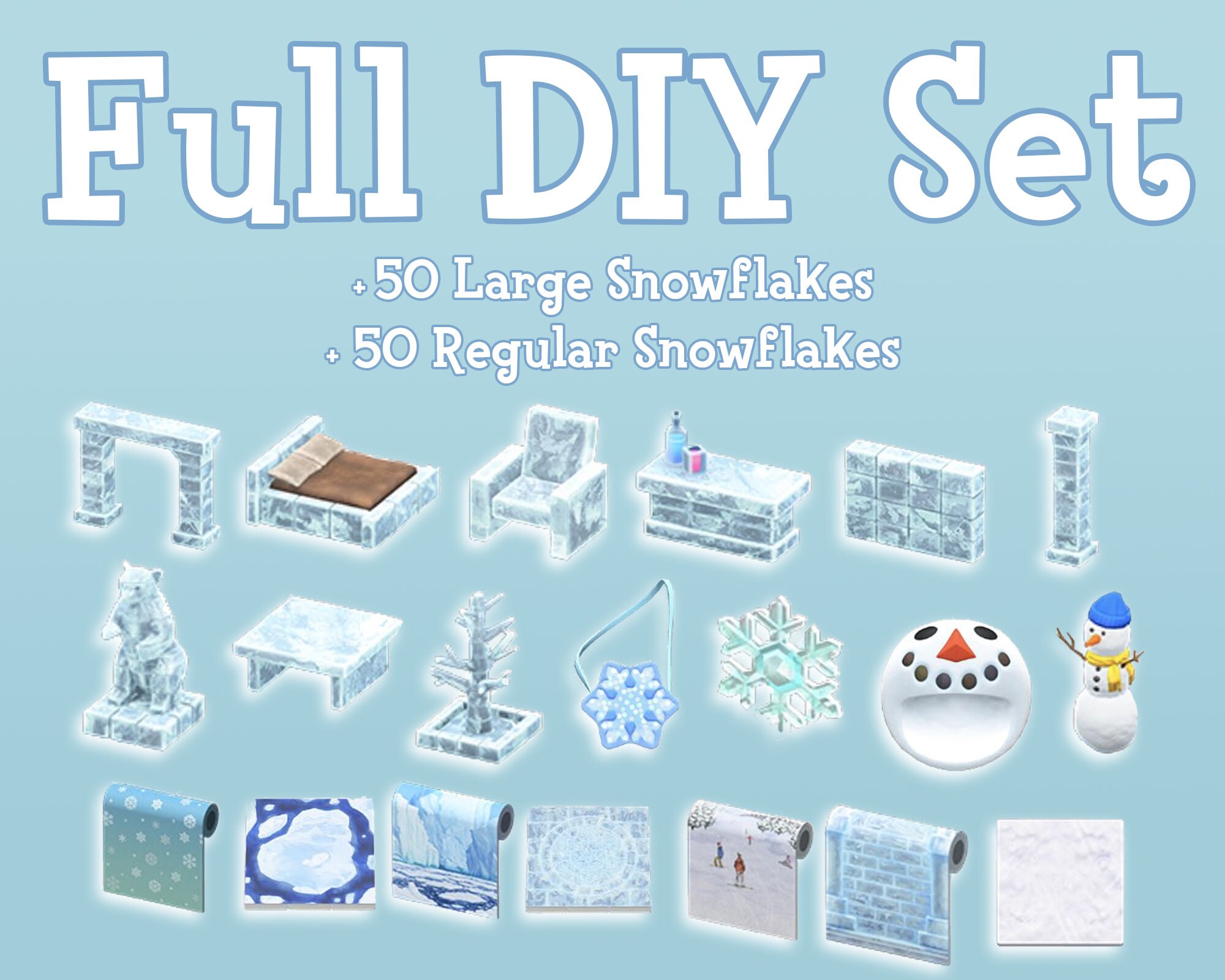 Animal Crossing New Horizons ACNH Frozen Ice Winter DIY Set Etsy