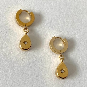 Teardrop hoop earrings durable stainless steel dangle earrings