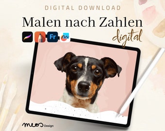 Paint by Numbers digital, Color by Number, Procreate Template, Animal, Dog, Pet, Jack Russell