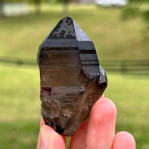 Lemurian Smoky Quartz Point with Black Tourmaline Inclusions, Namibia, Erongo Mtn. Region, ALL-Natural Smoky Quartz, Uncut/Unpolished, 59.2g