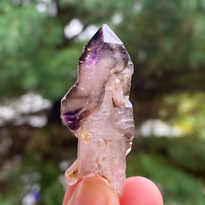 Shangaan Smoky Amethyst SCEPTER, PHANTOMS, DT, from Zimbabwe, Hematite Needle Inclusions, Bright Purple, Internal Trigonic Chambers