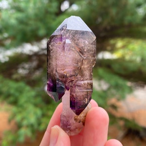 Large Shangaan Smoky Amethyst SCEPTER, PHANTOMS, DT, Zimbabwe, Hematite Needle Inclusions, Bright Purple, Skeletal / Elestial Smoky Amethyst