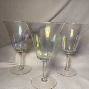 Vintage Fostoria Mother of Pearl Elegant Stemmed Water Goblets