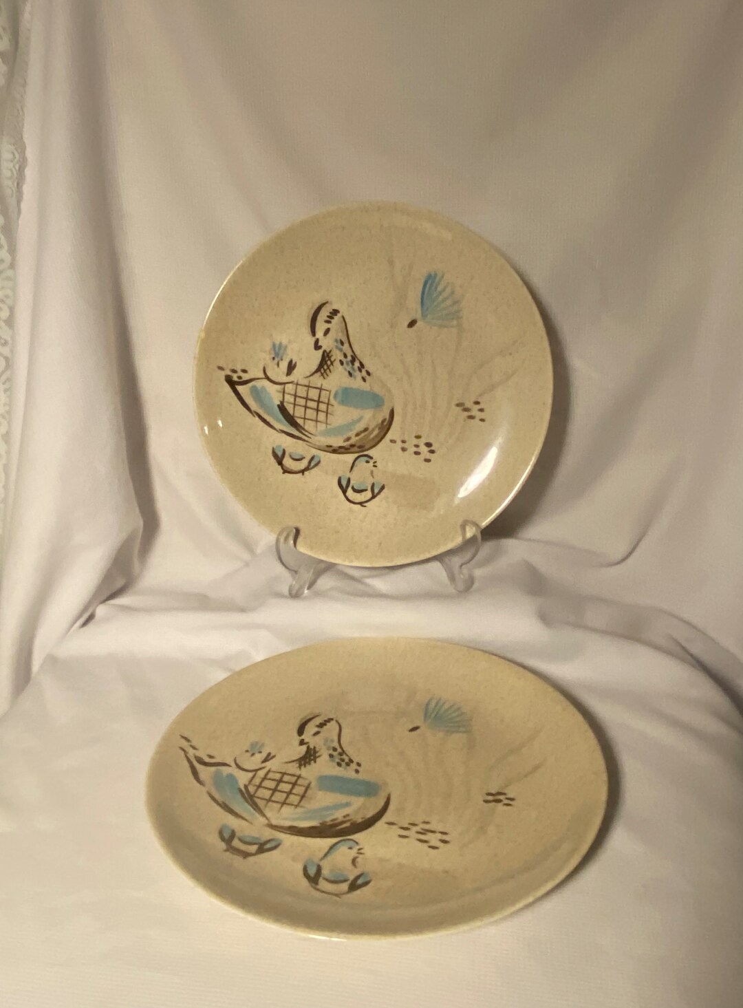 Redwing Pottery Bob White Vintage Hand Painted 11 Dinner Plates Etsy
