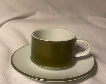 Contemporary Frost by Otigiri Vintage Green Cup and Saucer Set