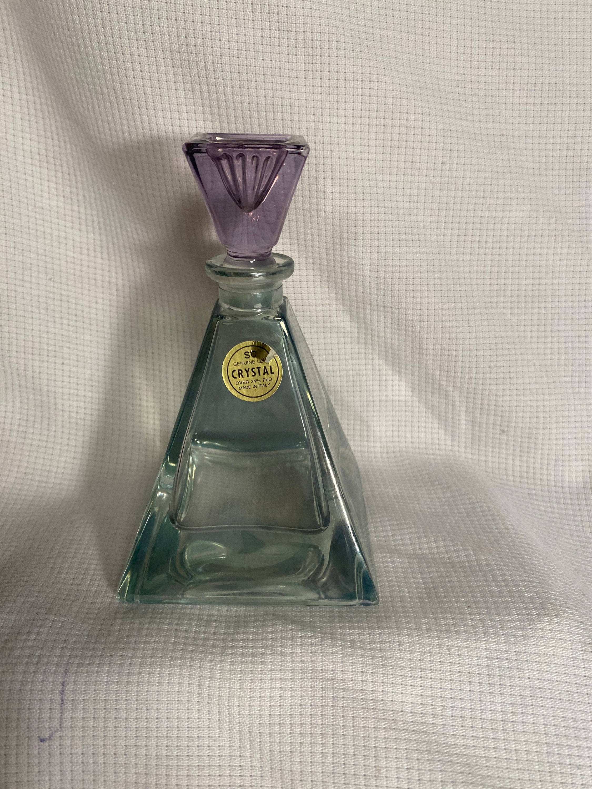 SC Crystal Vintage Lead Crystal Pyramid Shape Perfume Bottle