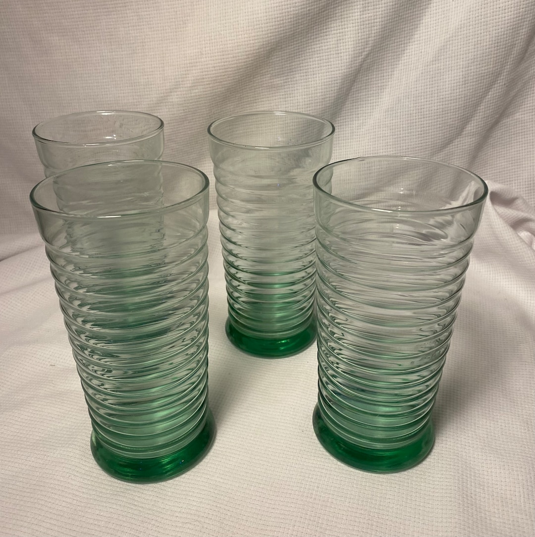 Libbey Sirrus Spanish Green Ribbed Tumblers Set of Four Etsy