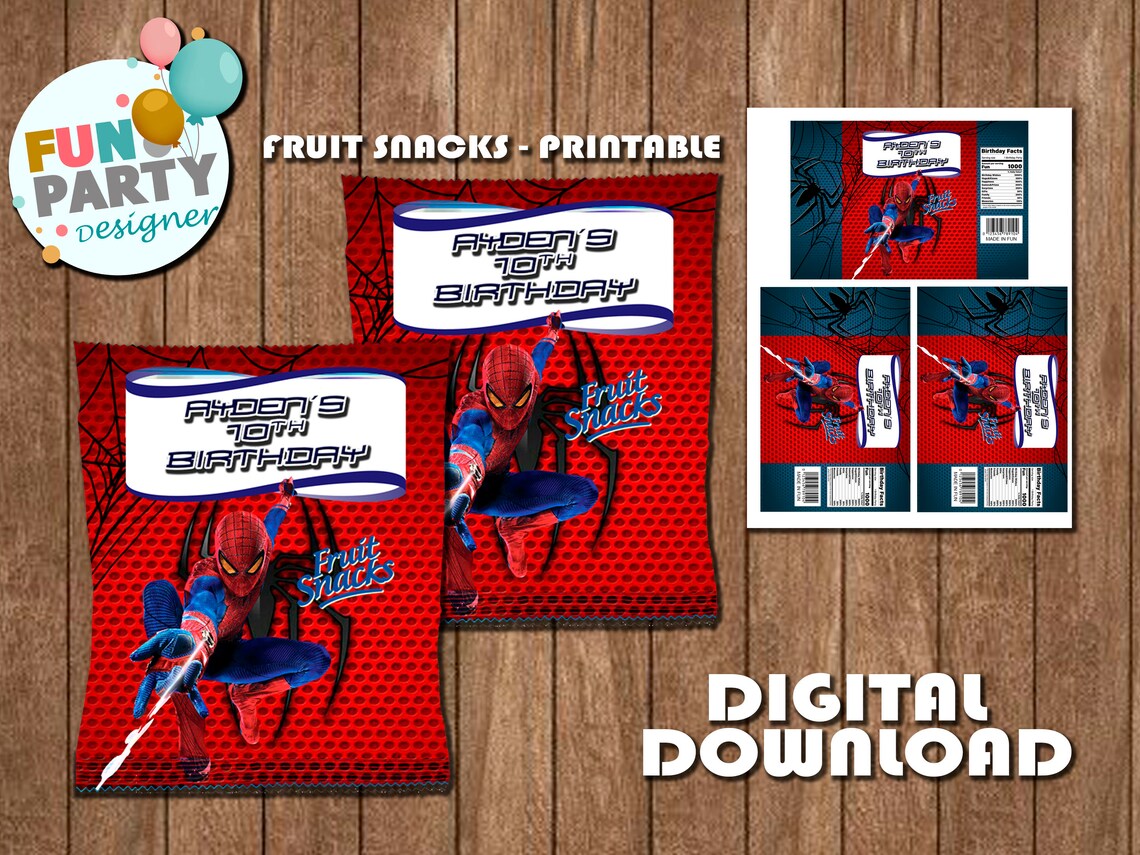 Spiderman Fruit Snacks Spiderman Fun Party Spiderman Etsy