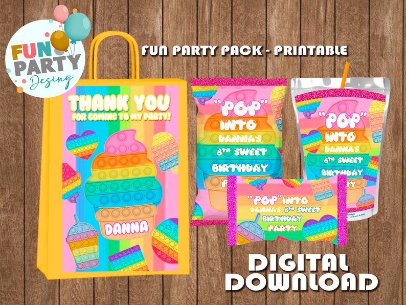 Labels Pop It Party Pack Chip Bag Favor Bag Juice Etsy UK