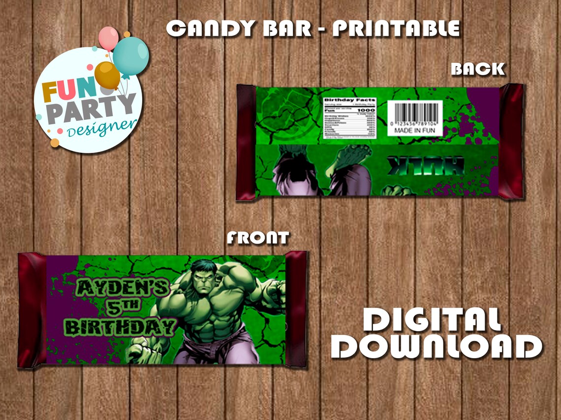 Hulk Chocolate Label Hulk Fun Party Hulk Birthday Only Etsy