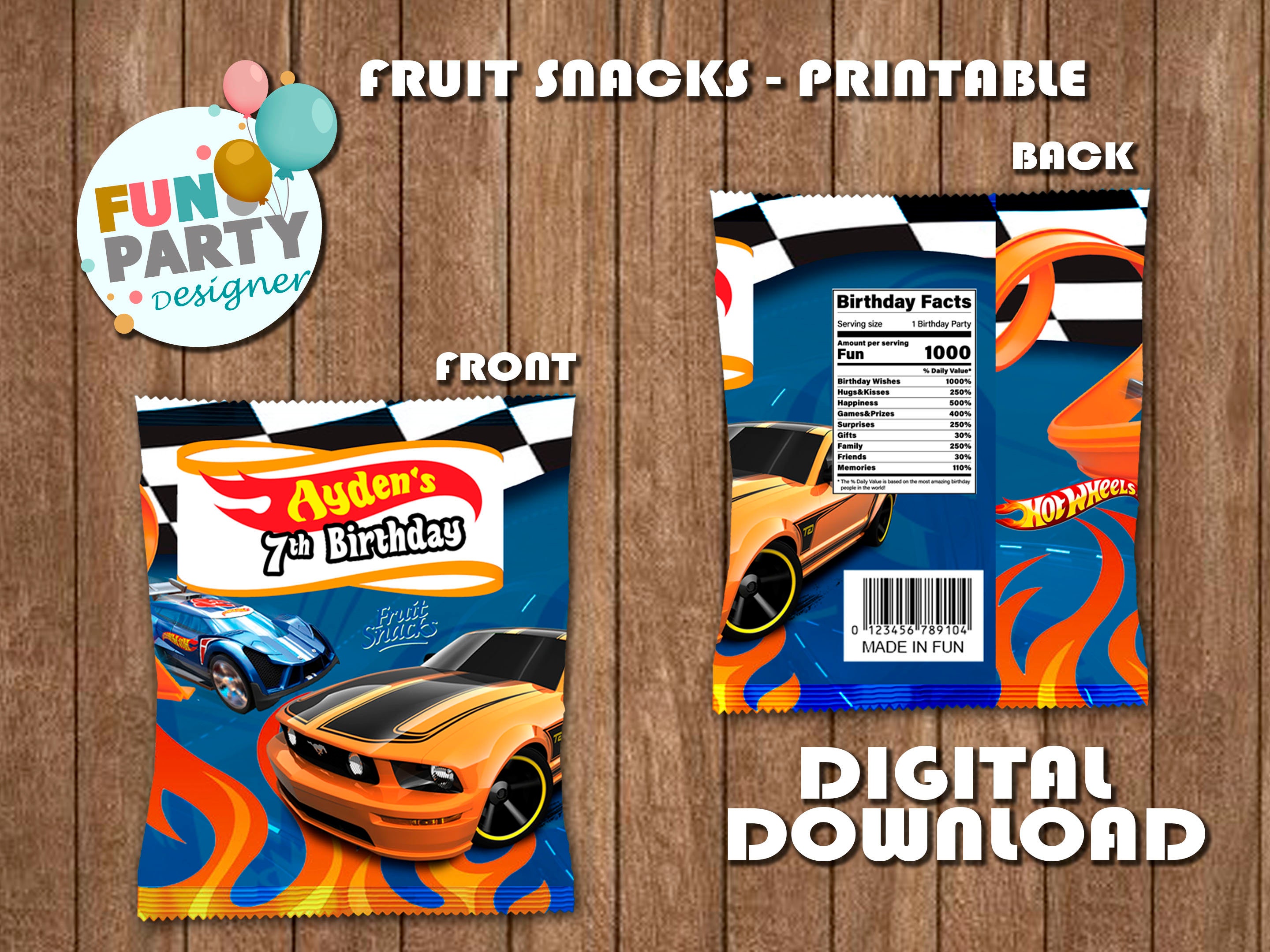 Labels for Hotwheels Fruit Snacks Fruit Snacks Label Etsy
