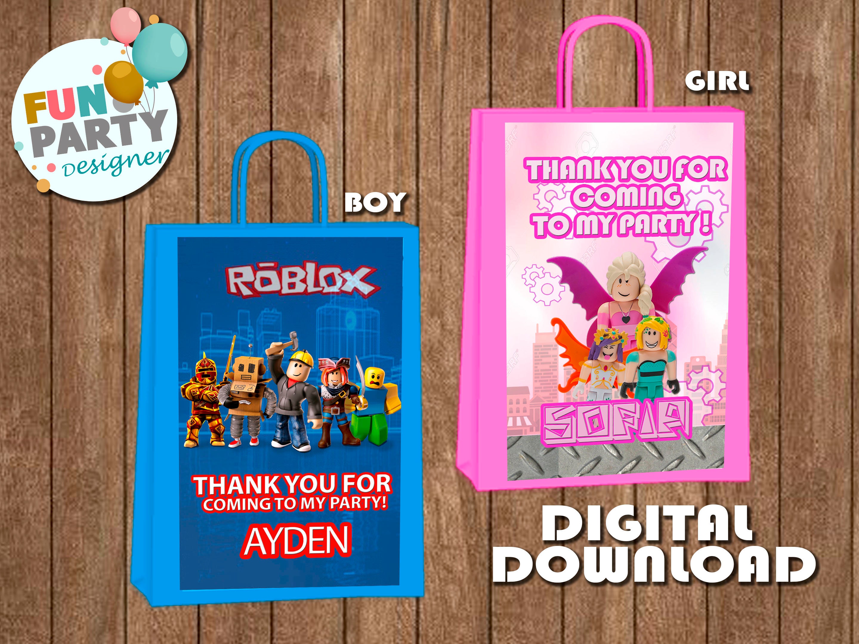 Roblox Boy and Girl Favor Bag Roblox Fun Party Only Etsy