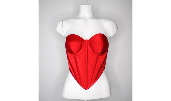 Red Corset With Cups Heart Shaped Corset High Quality Satin Lace up Corset  With Cups Electric Neon Red Corset -  Canada
