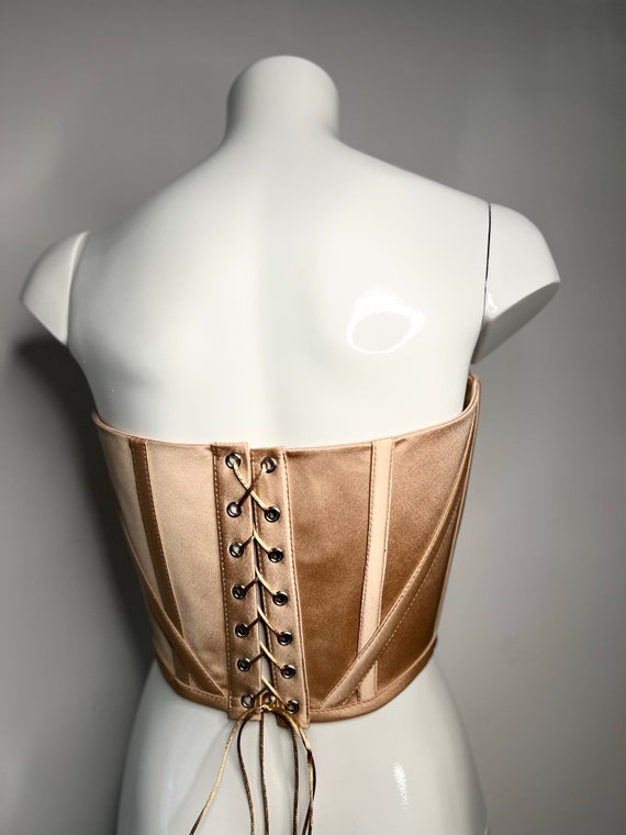 Beige Satin Corset for Large Bust Handmade Made to Order Laced up Corset in  the Back 