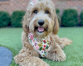 Floral pet bandana -  Boho Dog Bandana - Cat bandana - Pet Collar - Reversible Bandana