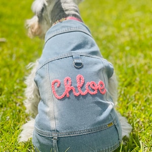 Custom Dog Denim Vest - Personalized Hand Embroidered Jean Jacket for Pets | Unique Pet Gifts