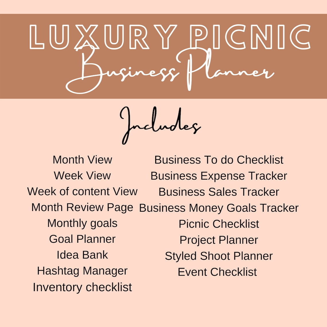 Luxury Picnic Business Planner Business Planner Event Etsy
