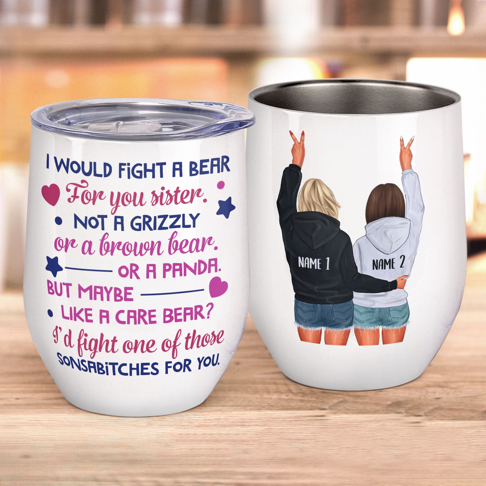 Sisters Forever Wine Tumbler Sister Gift Sister Wine Etsy