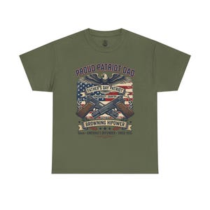 Proud Patriot Dad Browning HiPower Tee | American Flag, Eagle, Firearms image 3