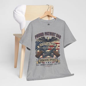 Proud Patriot Dad Browning HiPower Tee | American Flag, Eagle, Firearms image 8
