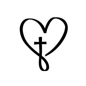 Cross Decal Sticker, Heart with Cross, Christian Decal for Cars and Trucks, Faith and Inspiration, Christian, Cool Gifts for Christians