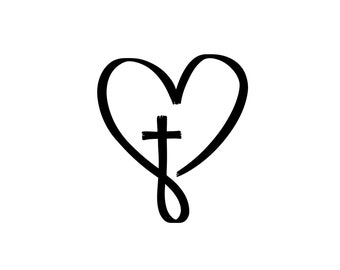 Heart with Cross Decal: Christian Car and Truck Sticker