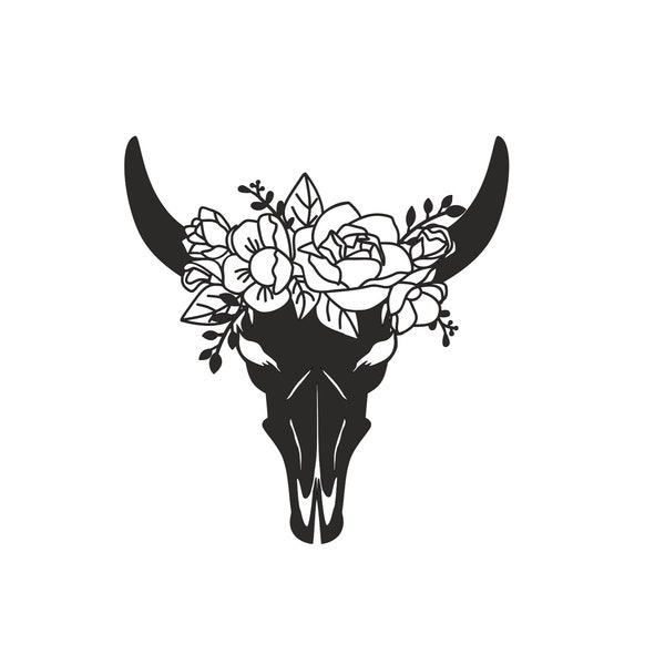 Long Horn Decal for Cars and Trucks, Long Horn Skull With Flowers, Fun Gift Ideas for Her, Bumper Sticker, Cool Gift Ideas for Country Girls