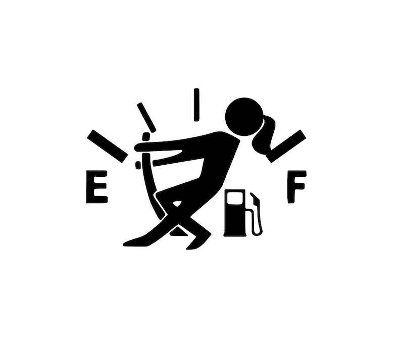 Empty Gas Tank Girl Humorous Car Sticker Fuel Car Decal Etsy