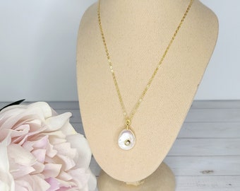 Freshwater Pearl Drop Necklace: 18k Gold Plated Sterling Silver