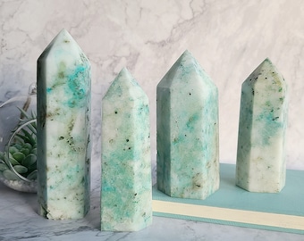 Large pheonix pine tower, Natural blue green crystal generator