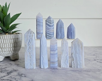 Blue Lace Agate Crystal Tower: Rare Banded Point