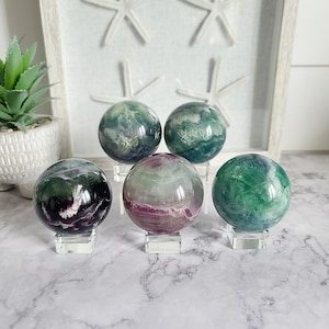 Fluorit Kugel, Bunte Regenbogen Flash Fluorit Heilung Meditation Kristallkugel