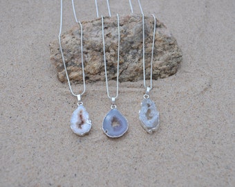 Handmade Boho Agate Druzy Assemblage Pendant Necklace