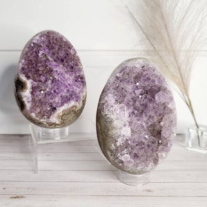 Natürliche Amethyst Ei Geode Cluster, Lila Heilstein Meditation Kristall ovale Form