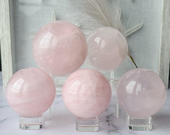 Rose quartz crystal sphere, Pink love healing crystal ball