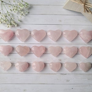 Rose quartz crystal heart shape, pink crystal valentines day love heart gift