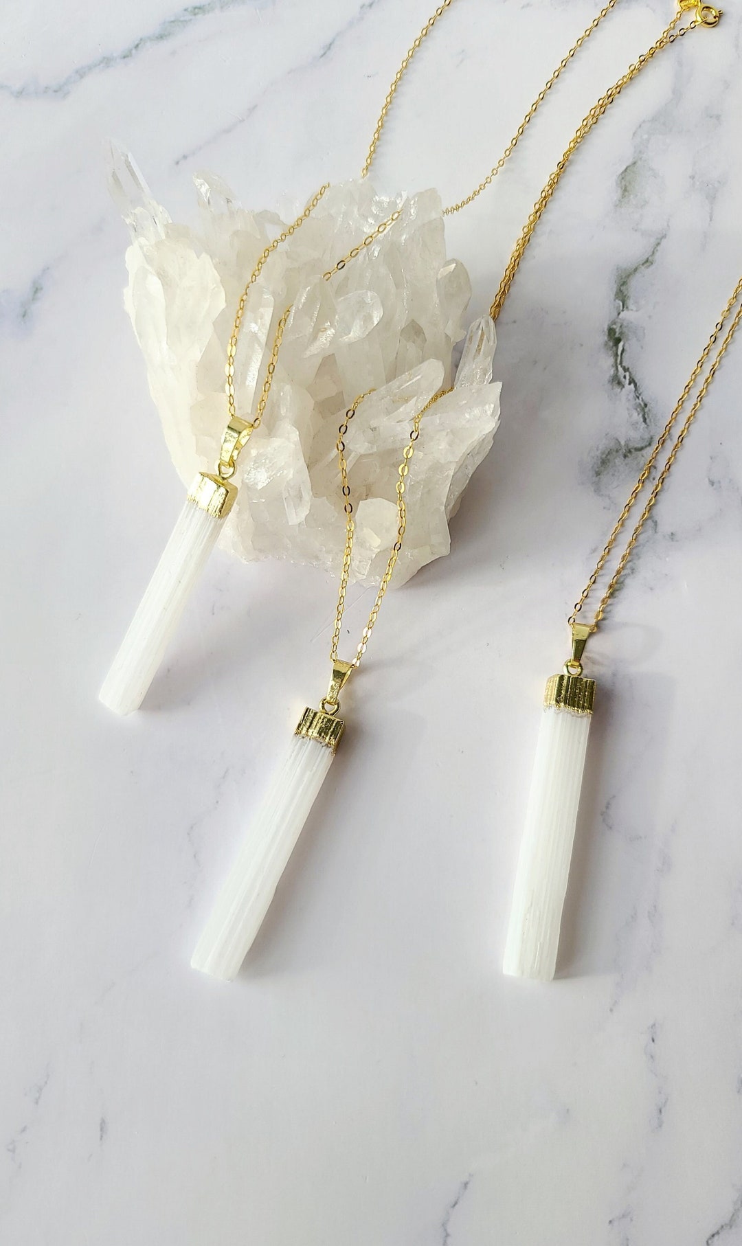 Selenite crystal necklace Outlet