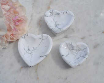 Tazón de corazón de cristal Howlite, Plato de joyería, Decoración del hogar de cristal