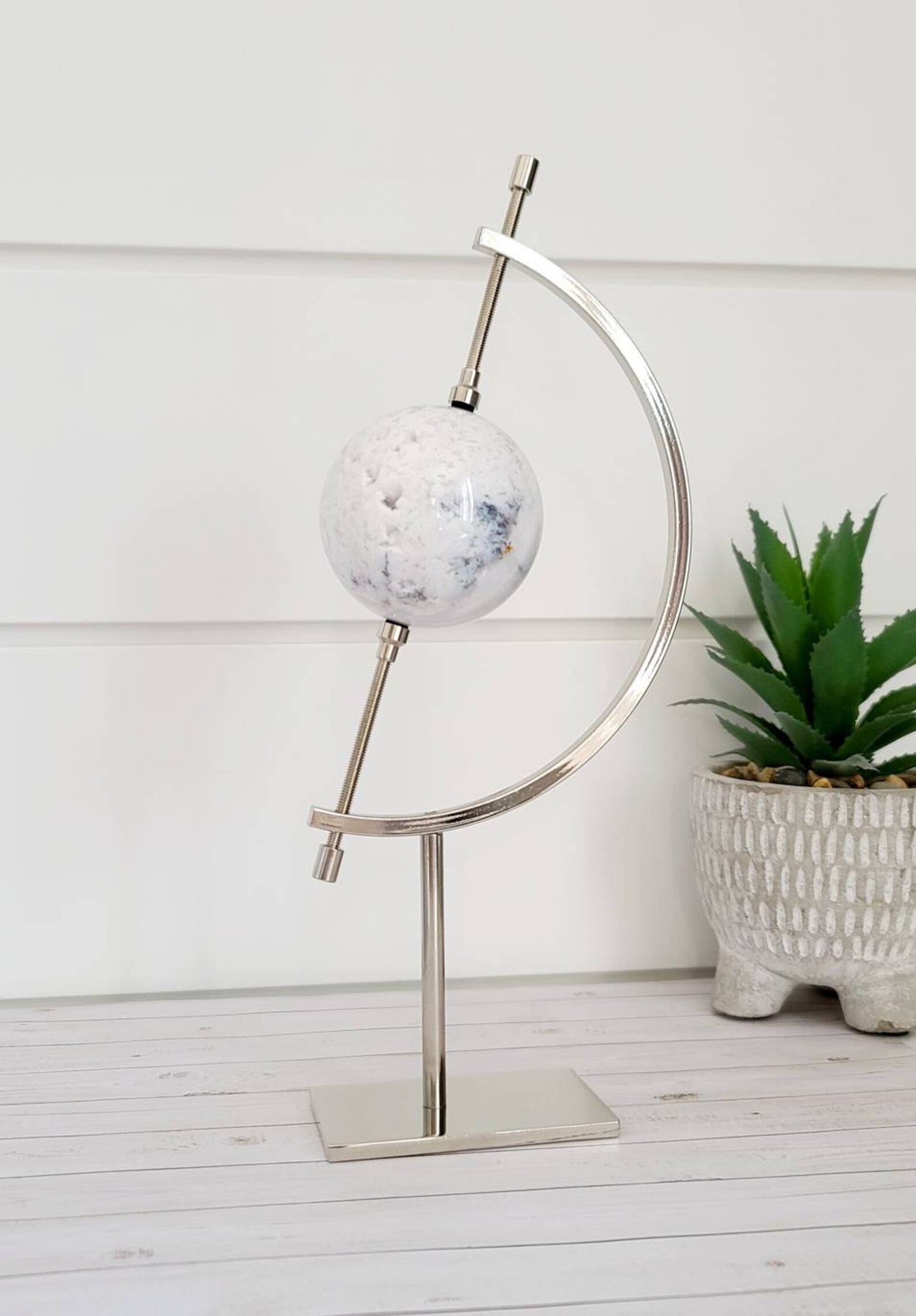 Gold Metal Sphere Crystal Ball Stand Silver Metal Crystal Etsy