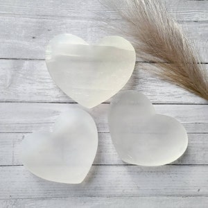 Selenite heart cleansing charging bowl, Heart shape crystal decor jewelry dish
