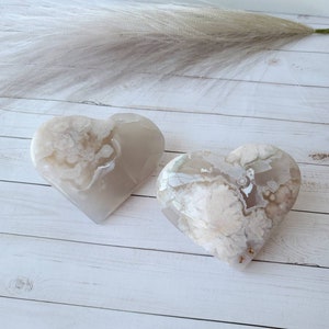Flower agate heart, Cherry blossom crystal heart healing natural