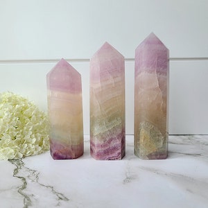 Large lavender fluorite crystal tower, healing meditation decor crystal