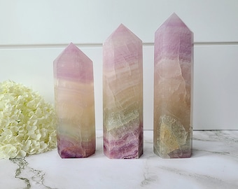 Large lavender fluorite crystal tower, healing meditation decor crystal