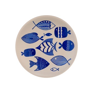 Hand Painted Decorative Wall Plates, Host Gift, Set of 3 Pieces With Hangers, Fish Figures,  Gift For Her, Holiday Gift