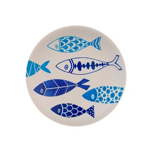 Plate Set, Hand Painted Decorative Wall Plates, Set of 5 Pieces With Hangers, Fish Figures, Host Gift, Holiday Gift Pattern 2