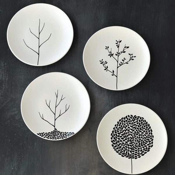 Decorative wall plates, Minimalist decor,  Hand painting, Home decor,  Wall decor, Life Tree  wall plates. Wall art, Gift  for her