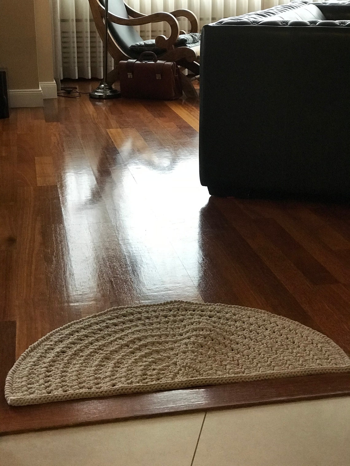 Half circle rug Semicircle shape hand knitted rug Kitchen Etsy