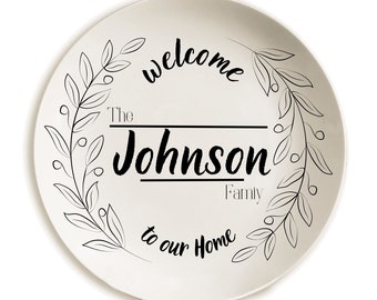 Personalized Gift, Personalized Family Name Wall Plate, Ceramic Name Wall Plate, Family, Home Sweet Home Plate, Wedding Gift, Host Gift