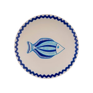 Plate Set, Hand Painted Decorative Wall Plates, Set of 5 Pieces With Hangers, Fish Figures, Host Gift, Holiday Gift Pattern 4