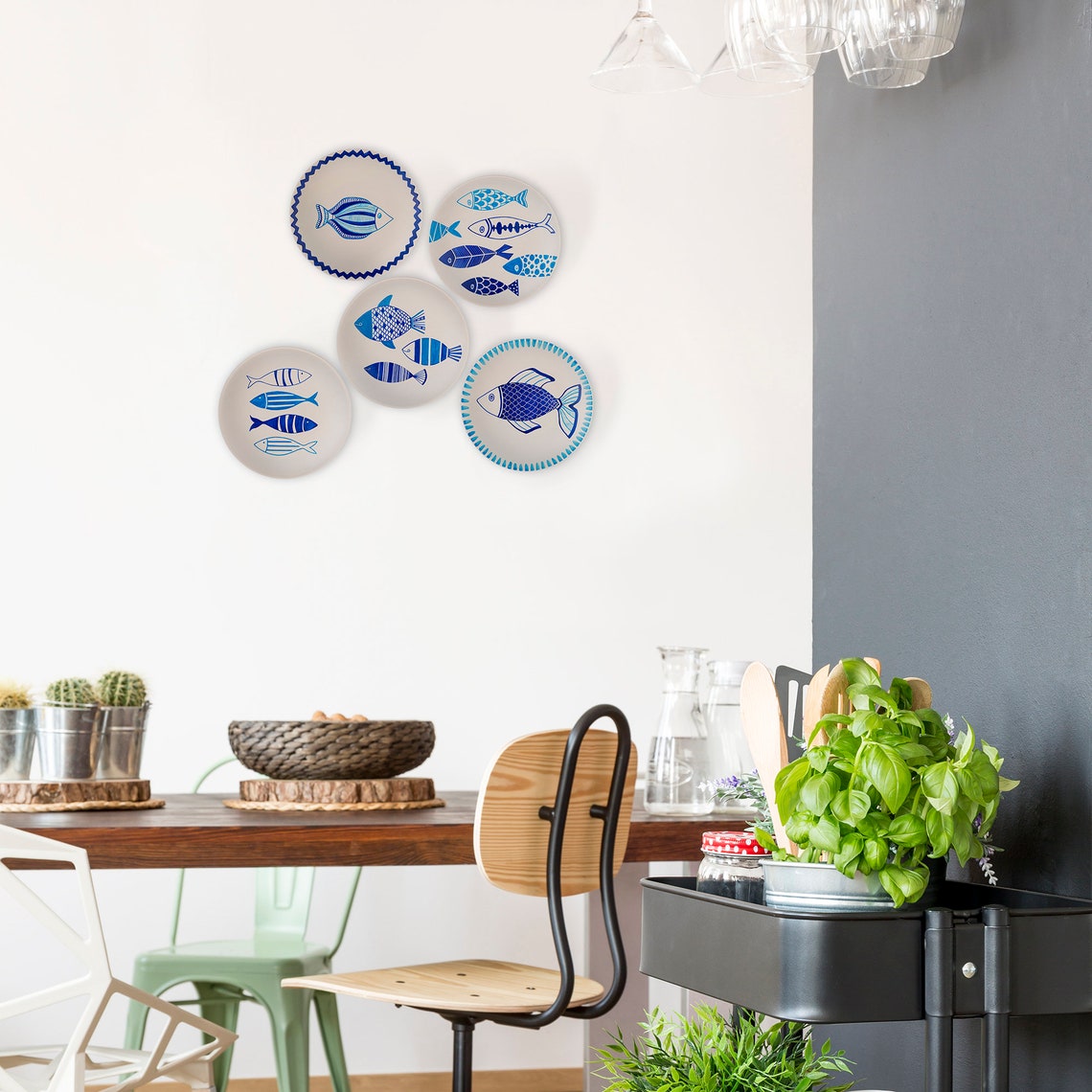 Plate Set Hand Painted Decorative Wall Plates Set of 5 - Etsy